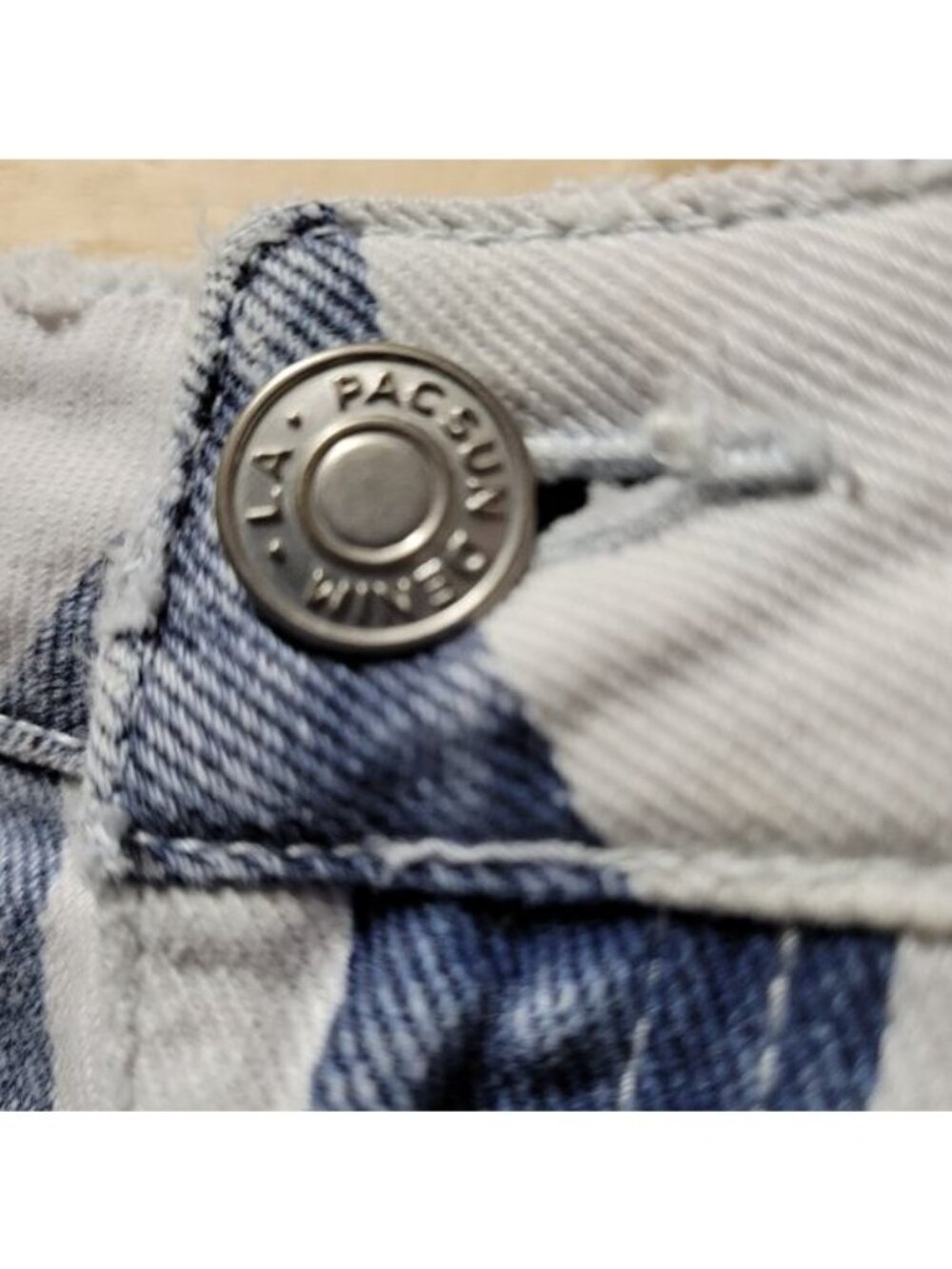 Vintage 90s PacSun Junior's Size 27 Retro Cut off Denim Shorts Mom Jean Striped - Picture 8 of 8